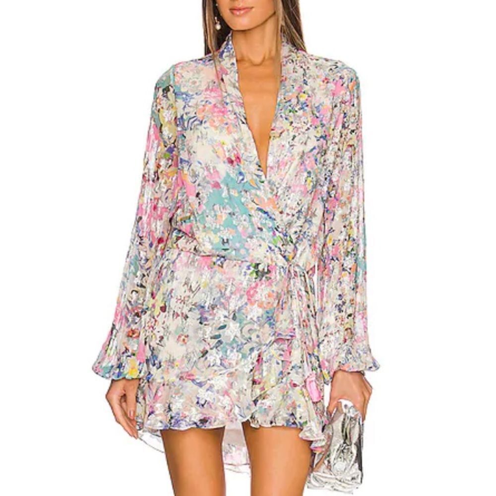 NWT Rococo Sand Floral Leila Metallic Stars Mini Dress XS